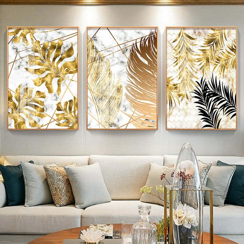 Nordic plants golden leaf - golden, wall